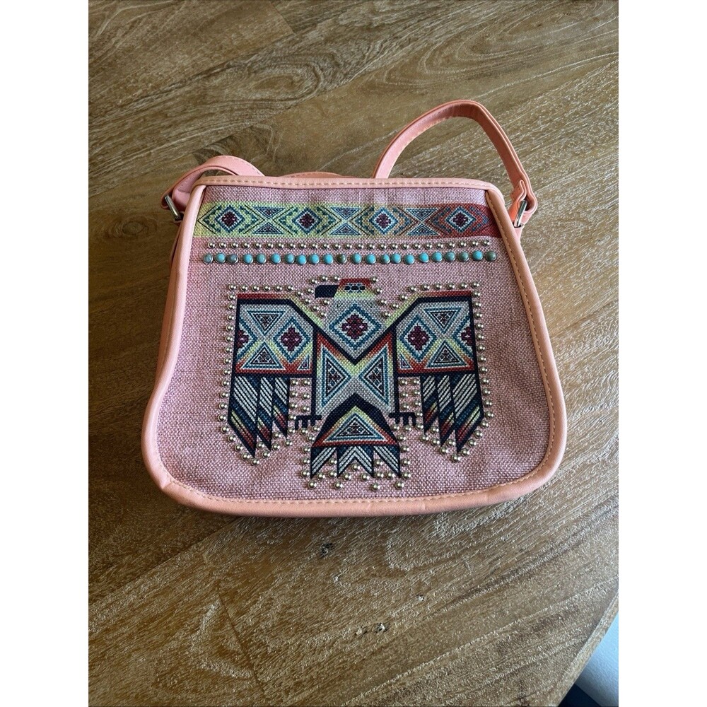 BOHO Thunderbird Aztec beaded Pink Peach Leather Montana West Purse